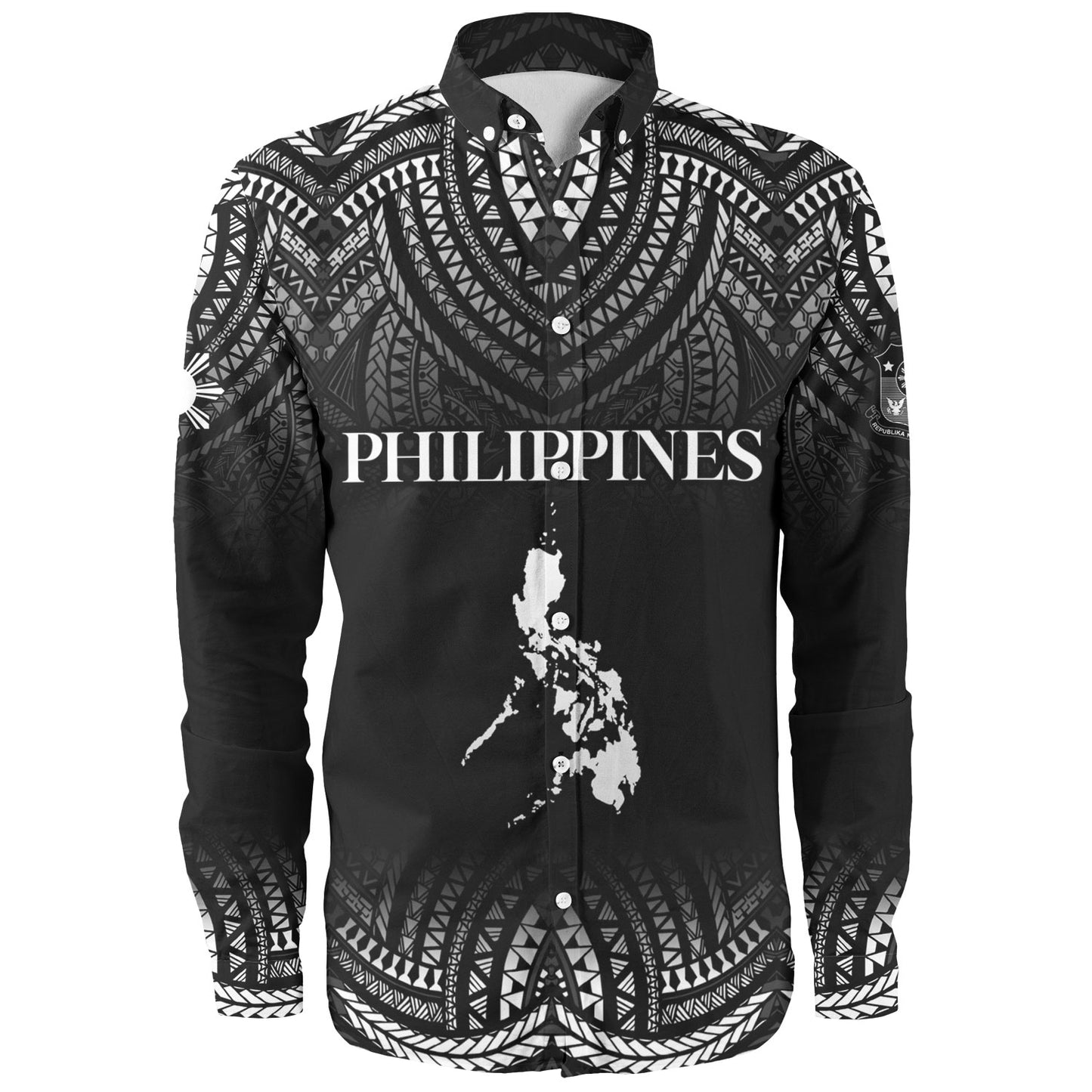 Philippines Filipinos Custom Personalised Long Sleeve Shirt Filipino Black Fog Style