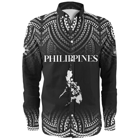 Philippines Filipinos Custom Personalised Long Sleeve Shirt Filipino Black Fog Style