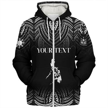 Philippines Filipinos Custom Personalised Sherpa Hoodie Filipino Black Fog Style