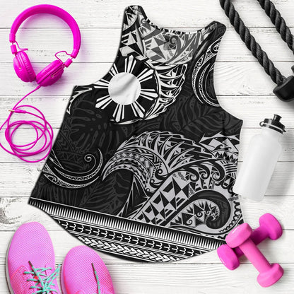 Philippines Filipinos Women Tank Filipino Coat Of Arms With Leaves and Tribal Patterns