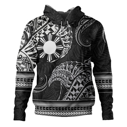 Philippines Filipinos Hoodie Filipino Coat Of Arms With Leaves and Tribal Patterns