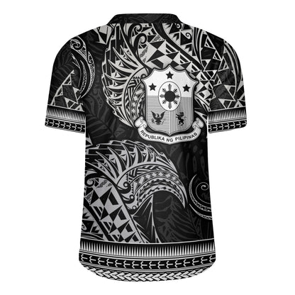 Philippines Filipinos Rugby Jersey Filipino Coat Of Arms With Leaves and Tribal Patterns