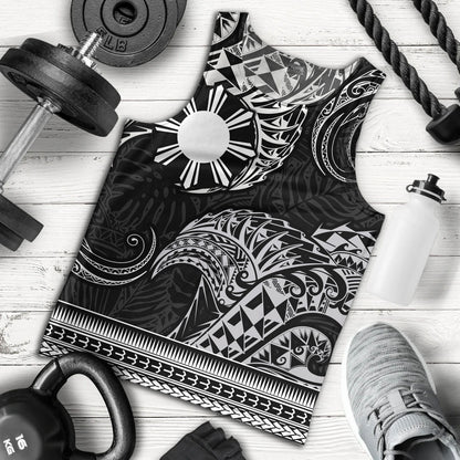 Philippines Filipinos Tank Top Filipino Coat Of Arms With Leaves and Tribal Patterns