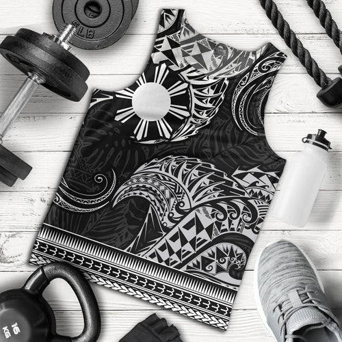 Philippines Filipinos Tank Top Filipino Coat Of Arms With Leaves and Tribal Patterns