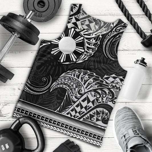 Philippines Filipinos Tank Top Filipino Coat Of Arms With Leaves and Tribal Patterns