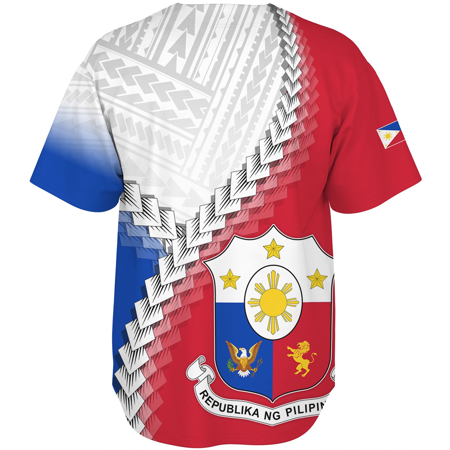 Philippines Filipinos Baseball Shirt Custom Filipinos Coat Of Arms With Tribal Patterns Flag Style