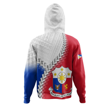 Philippines Filipinos Hoodie Custom Filipino Coat Of Arms With Tribal Patterns Flag Style