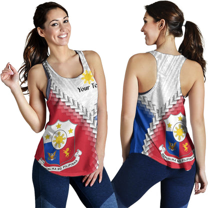 Philippines Filipinos Women Tank Custom Filipino Coat Of Arms With Tribal Patterns Flag Style
