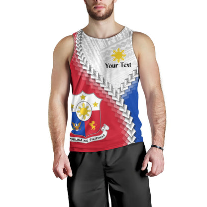 Philippines Filipinos Tank Top Custom Filipino Coat Of Arms With Tribal Patterns Flag Style