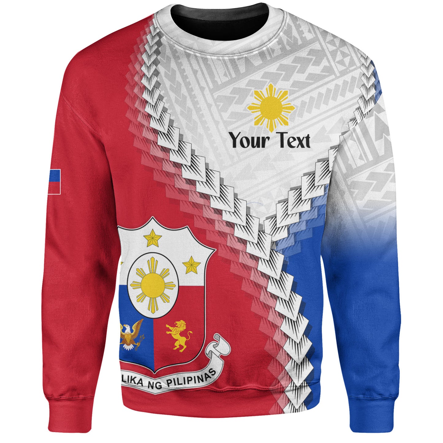 Philippines Filipinos Sweatshirt Custom Filipino Coat Of Arms With Tribal Patterns Flag Style