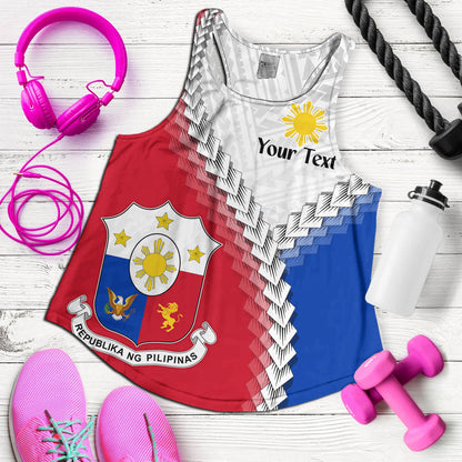 Philippines Filipinos Women Tank Custom Filipino Coat Of Arms With Tribal Patterns Flag Style