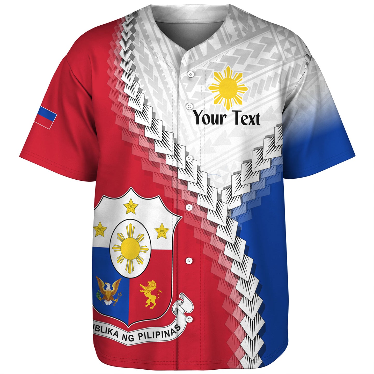 Philippines Filipinos Baseball Shirt Custom Filipinos Coat Of Arms With Tribal Patterns Flag Style