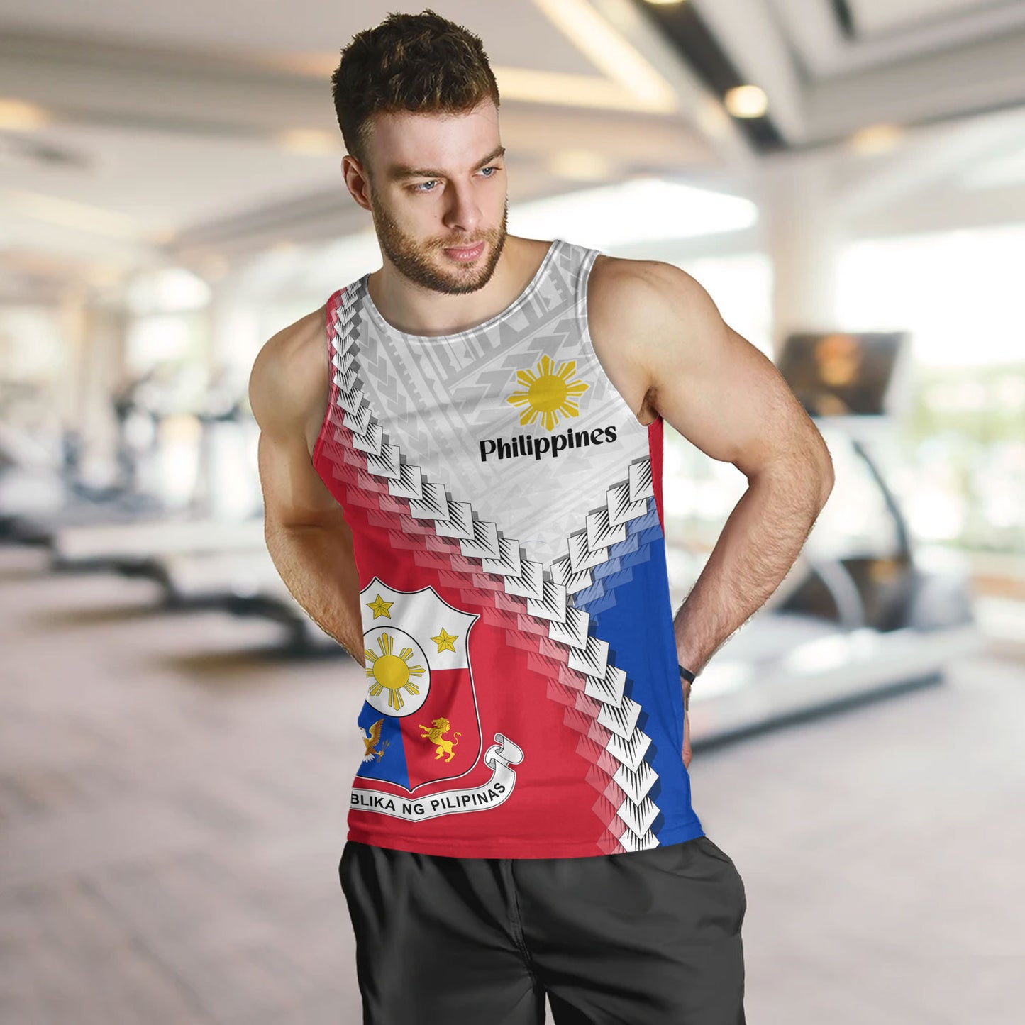 Philippines Filipinos Tank Top Custom Filipino Coat Of Arms With Tribal Patterns Flag Style