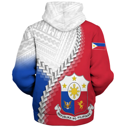 Philippines Filipinos Sherpa Hoodie Custom Filipino Coat Of Arms With Tribal Patterns Flag Style