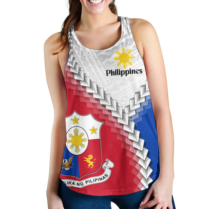 Philippines Filipinos Women Tank Custom Filipino Coat Of Arms With Tribal Patterns Flag Style