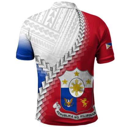 Philippines Filipinos Polo Shirt Custom Filipino Coat Of Arms With Tribal Patterns Flag Style