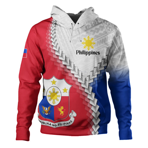 Philippines Filipinos Hoodie Custom Filipino Coat Of Arms With Tribal Patterns Flag Style