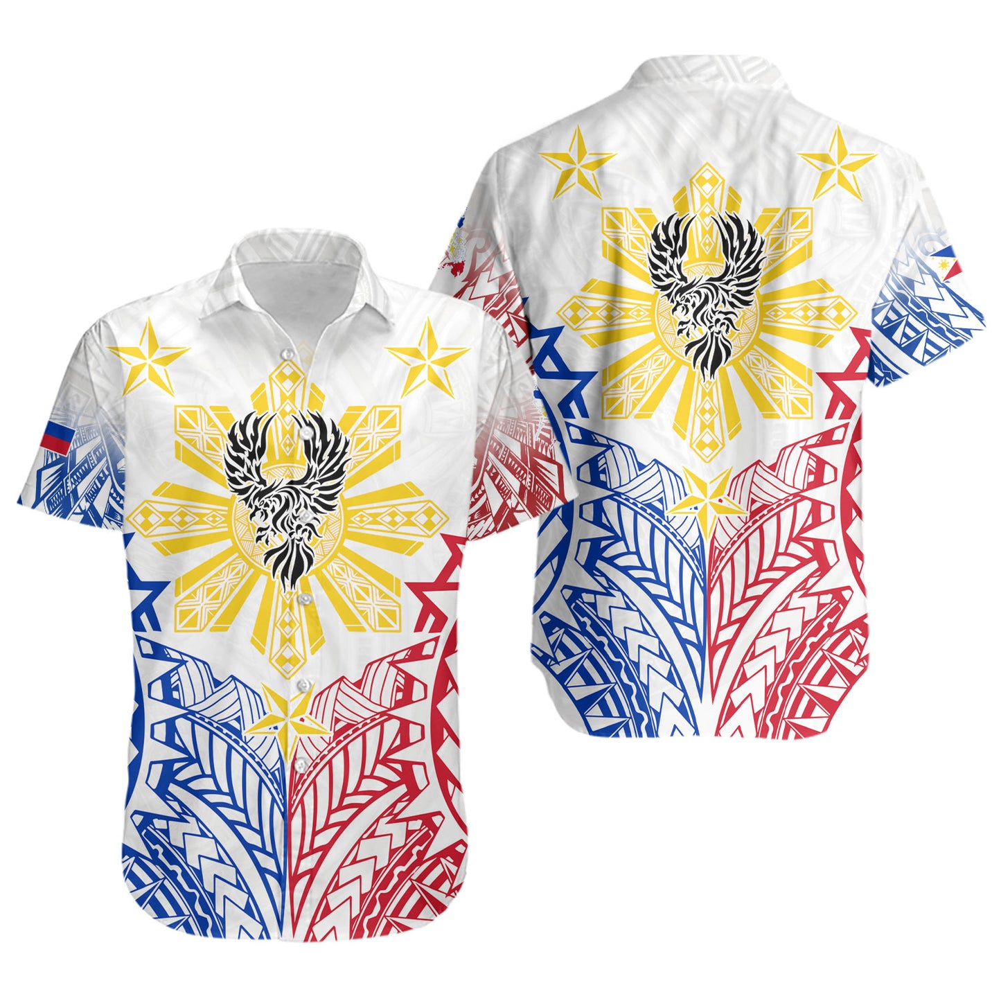 Philippines Filipinos Custom Personalised Short Sleeve Shirt Filipino Sun with Eagle Style