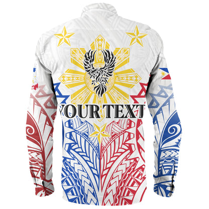 Philippines Filipinos Custom Personalised Long Sleeve Shirt Filipino Sun with Eagle Style