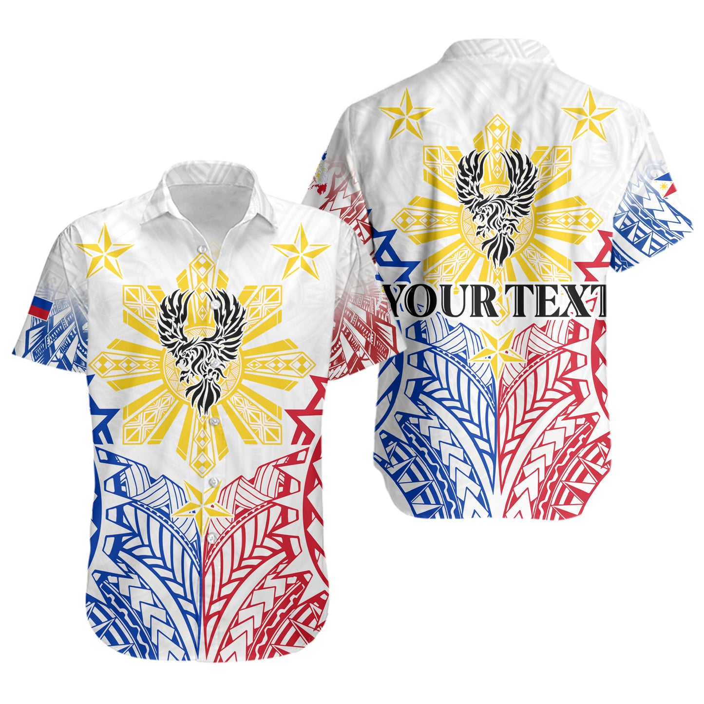 Philippines Filipinos Custom Personalised Short Sleeve Shirt Filipino Sun with Eagle Style