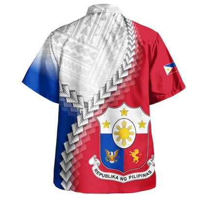 Philippines Filipinos Hawaiian Shirt Custom Filipino Coat Of Arms With Tribal Patterns Flag Style