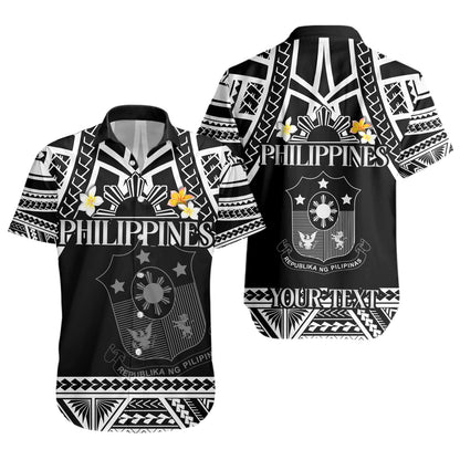 Philippines Filipinos Custom Personalised Short Sleeve Shirt Filipinos Plumeria Flowers Mix Tribal Patterns