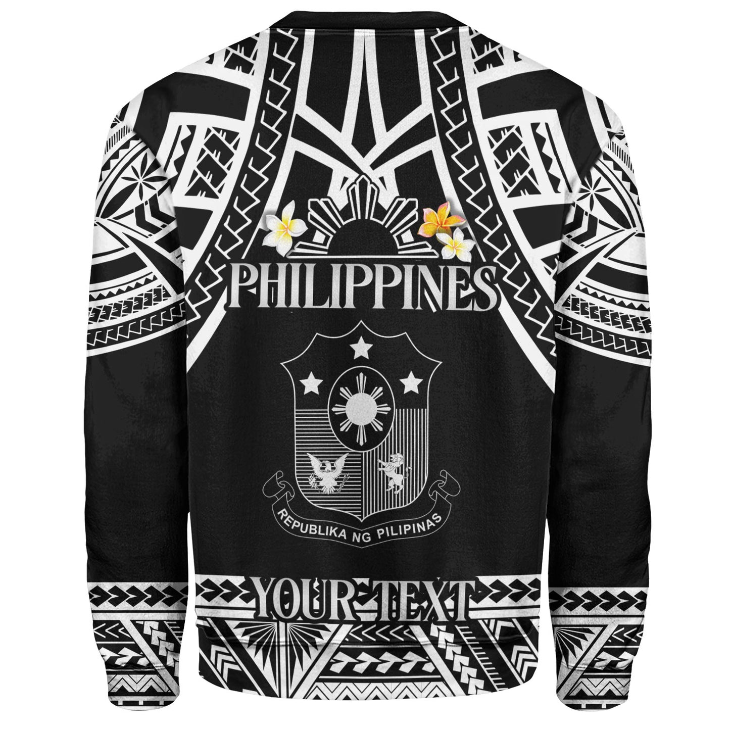 Philippines Filipinos Custom Personalised Sweatshirt Filipinos Plumeria Flowers Mix Tribal Patterns