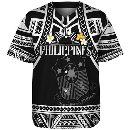 Philippines Filipinos Custom Personalised Baseball Shirt Filipinos Plumeria Flowers Mix Tribal Patterns