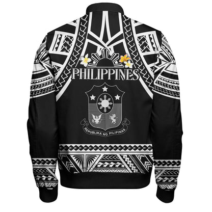 Philippines Filipinos Custom Personalised Bomber Jacket Filipinos Plumeria Flowers Mix Tribal Patterns