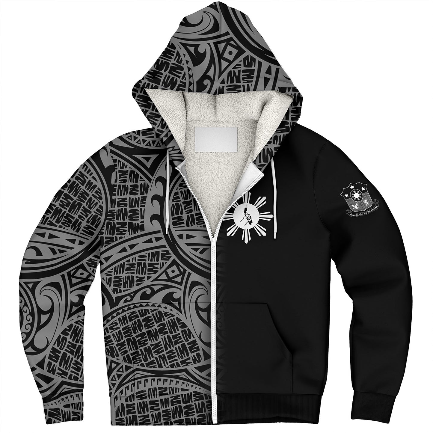 Philippines Filipinos Custom Personalised Sherpa Hoodie Filipinos Sun And Map Half Style