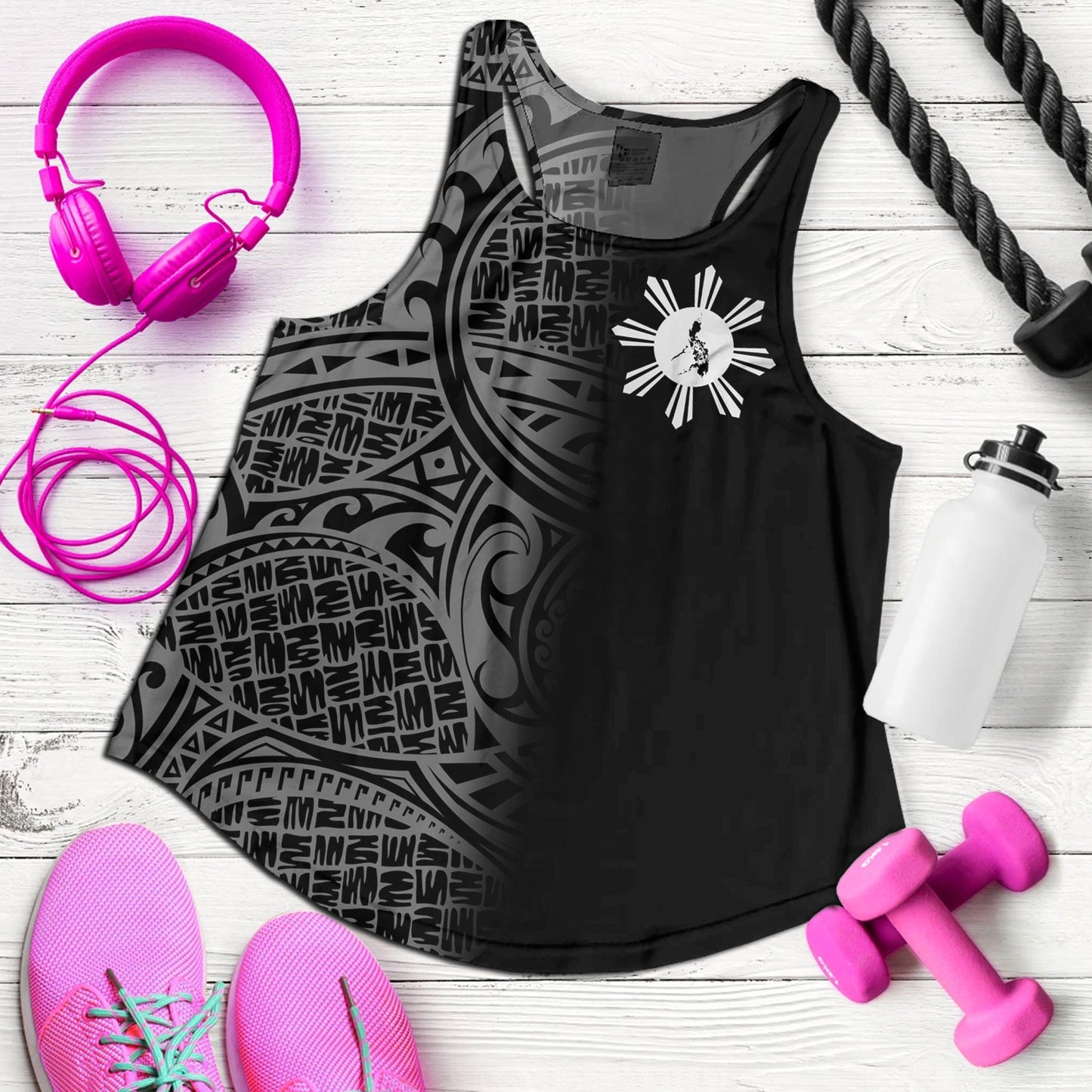 Philippines Filipinos Custom Personalised Women Tank Filipinos Sun And Map Half Style