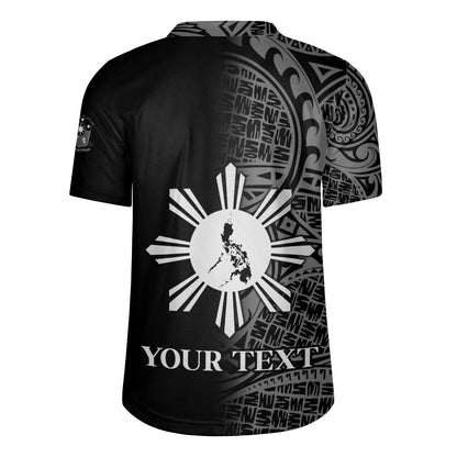 Philippines Filipinos Custom Personalised Rugby Jersey Filipinos Sun And Map Half Style