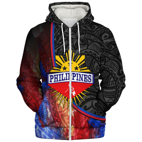 Philippines Filipinos Sherpa Hoodie Filipinos Sun Grunge Background Style