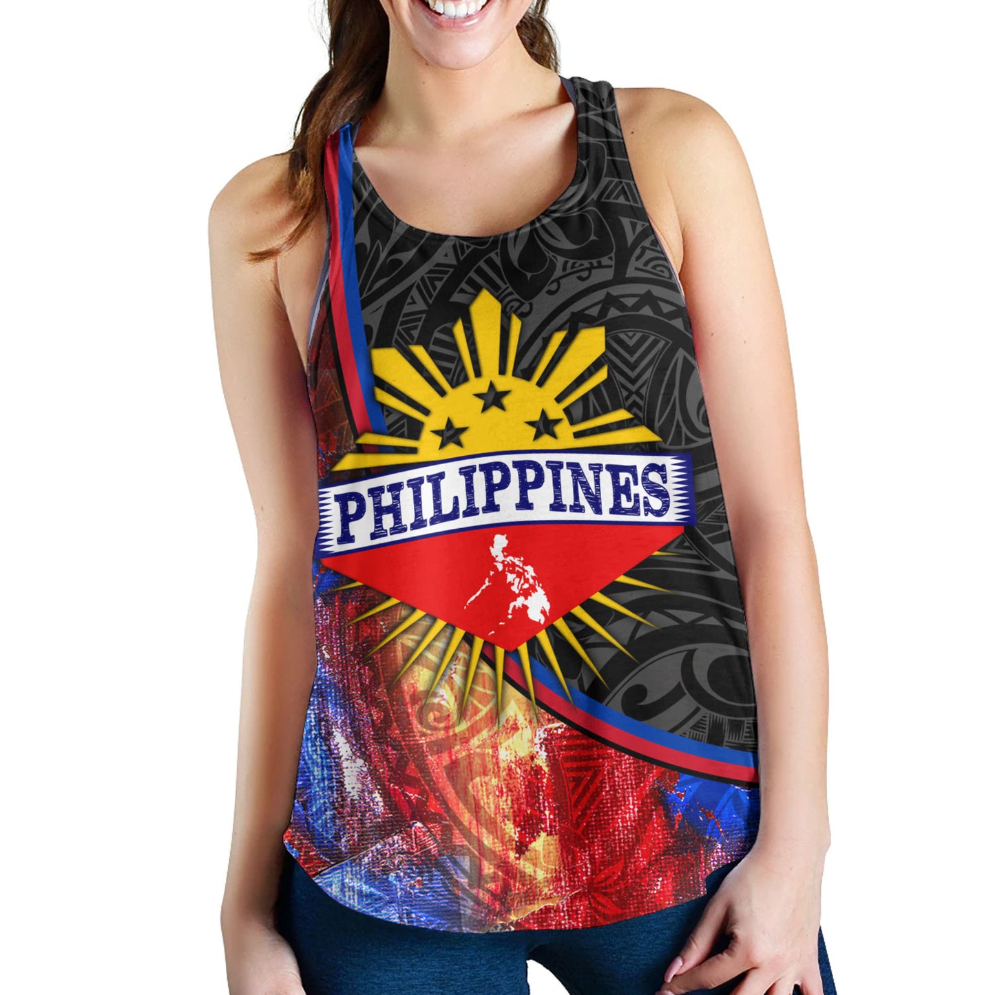 Philippines Filipinos Women Tank Filipinos Sun Grunge Background Style