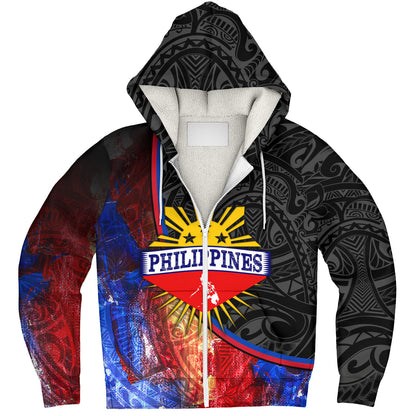 Philippines Filipinos Sherpa Hoodie Filipinos Sun Grunge Background Style