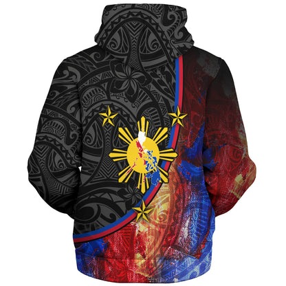 Philippines Filipinos Sherpa Hoodie Filipinos Sun Grunge Background Style
