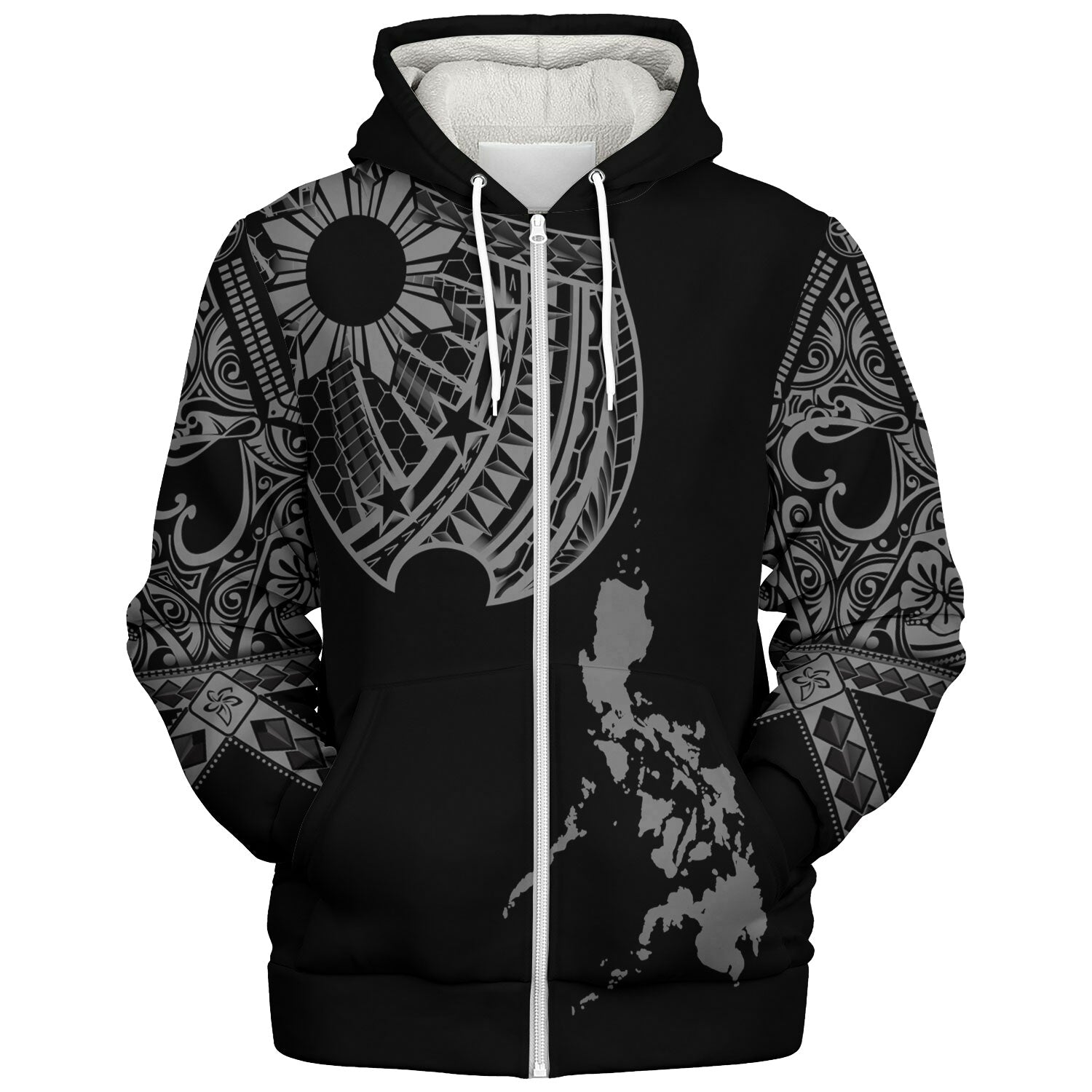 Philippines Filipinos Custom Personalised Sherpa Hoodie Filipinos Sun Tatau Tribal Patterns