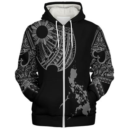 Philippines Filipinos Custom Personalised Sherpa Hoodie Filipinos Sun Tatau Tribal Patterns