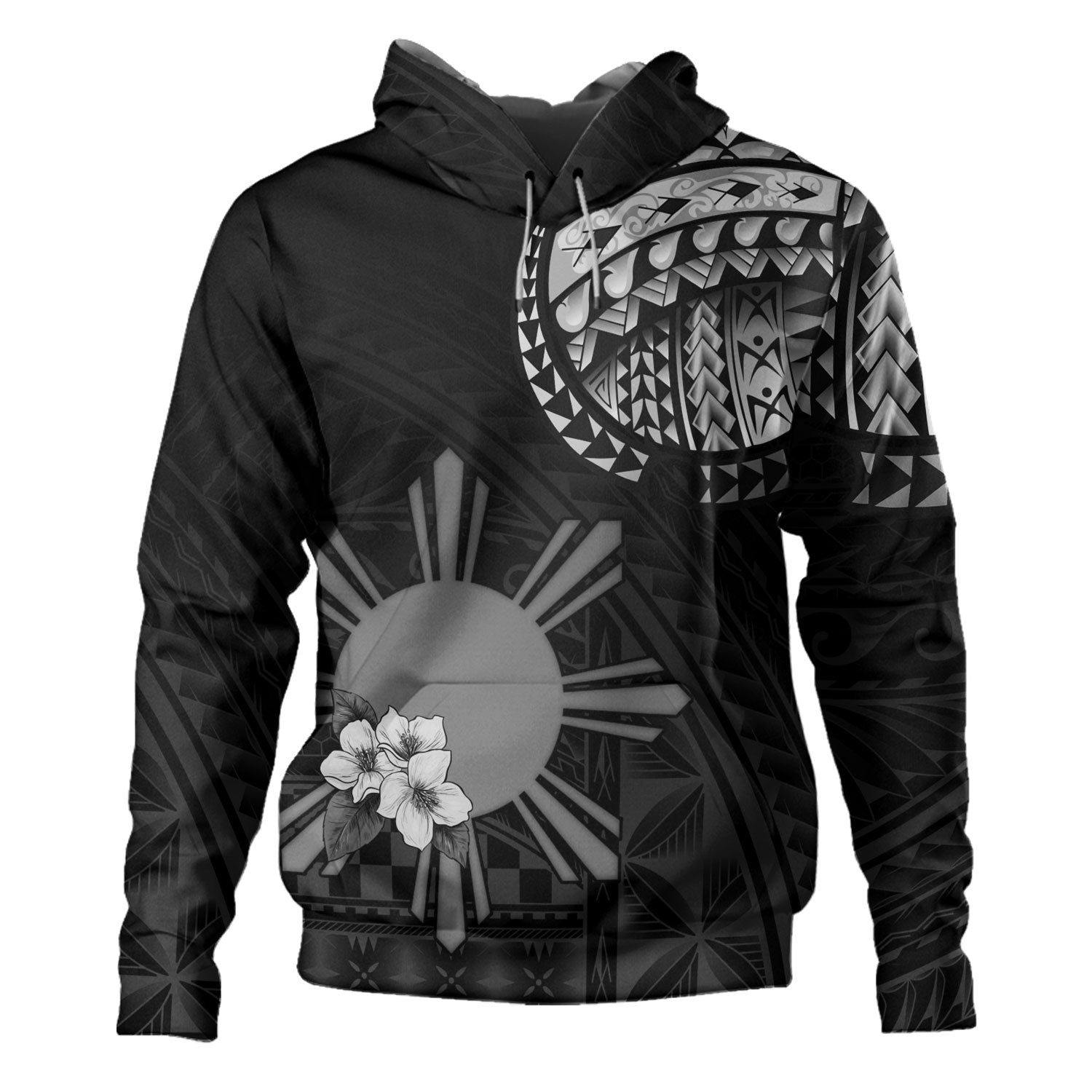 Philippines Filipinos Hoodie Filipinos Sun Tribal Patterns Jasmine Flowers Style