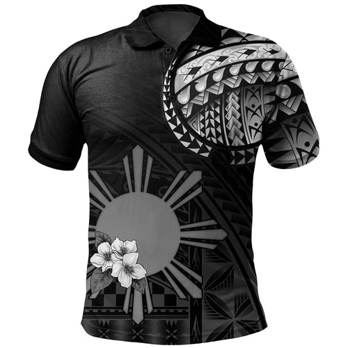 Philippines Filipinos Polo Shirt Filipinos Sun Tribal Patterns Jasmine Flowers Style