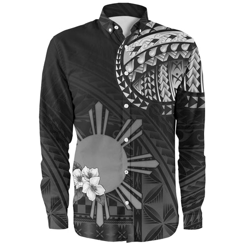 Philippines Filipinos Long Sleeve Shirt Filipinos Sun Tribal Patterns Jasmine Flowers Style