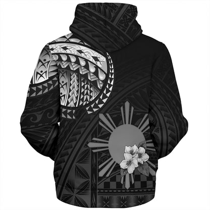 Philippines Filipinos Sherpa Hoodie Filipinos Sun Tribal Patterns Jasmine Flowers Style