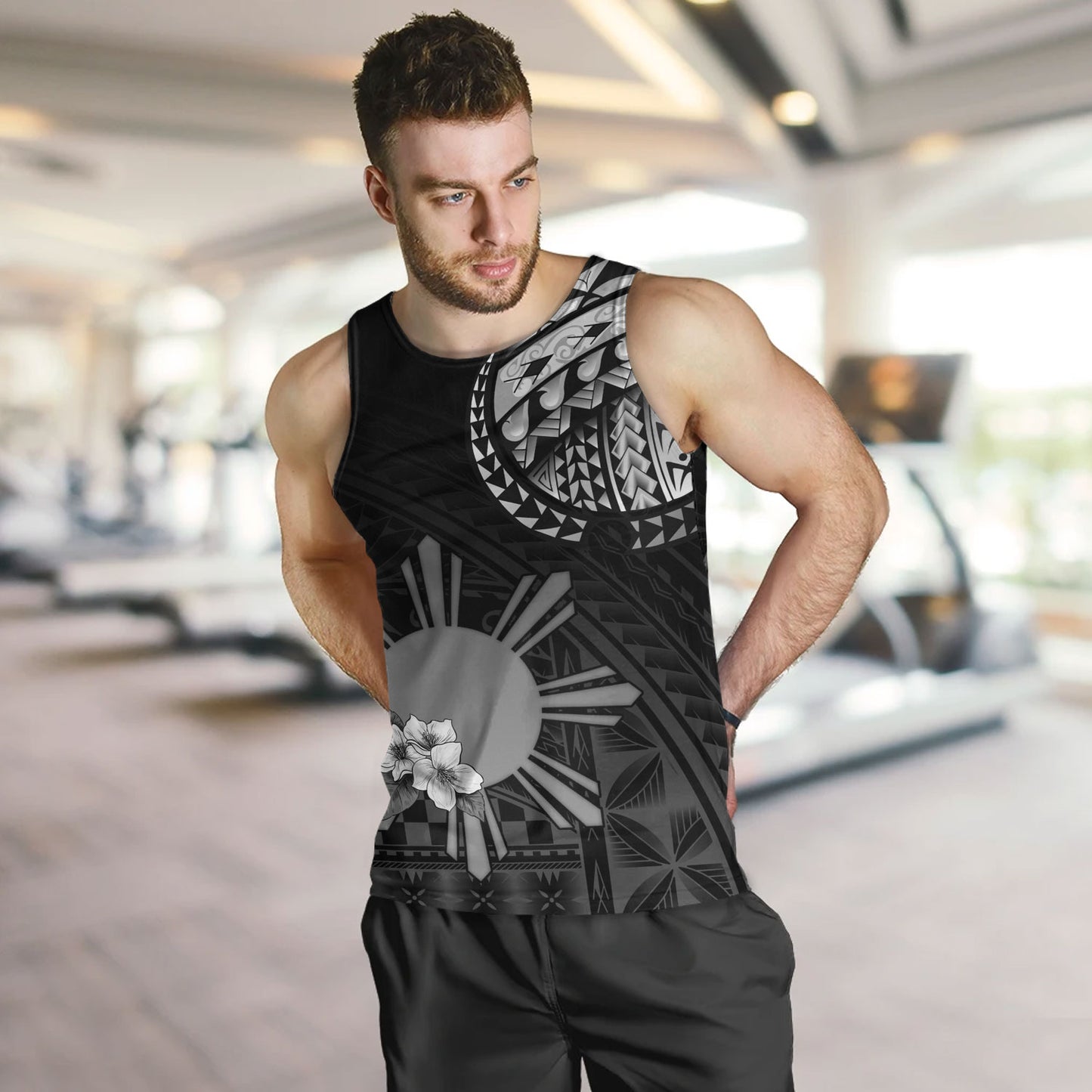 Philippines Filipinos Tank Top Filipinos Sun Tribal Patterns Jasmine Flowers Style