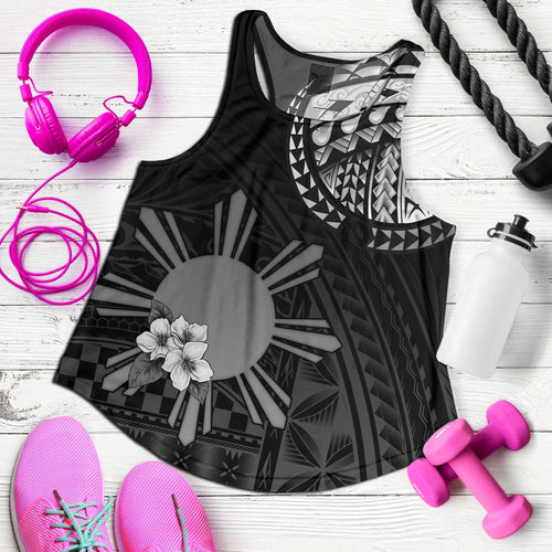 Philippines Filipinos Women Tank Filipinos Sun Tribal Patterns Jasmine Flowers Style