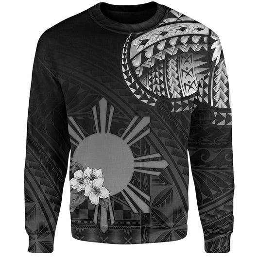 Philippines Filipinos Sweatshirt Filipinos Sun Tribal Patterns Jasmine Flowers Style