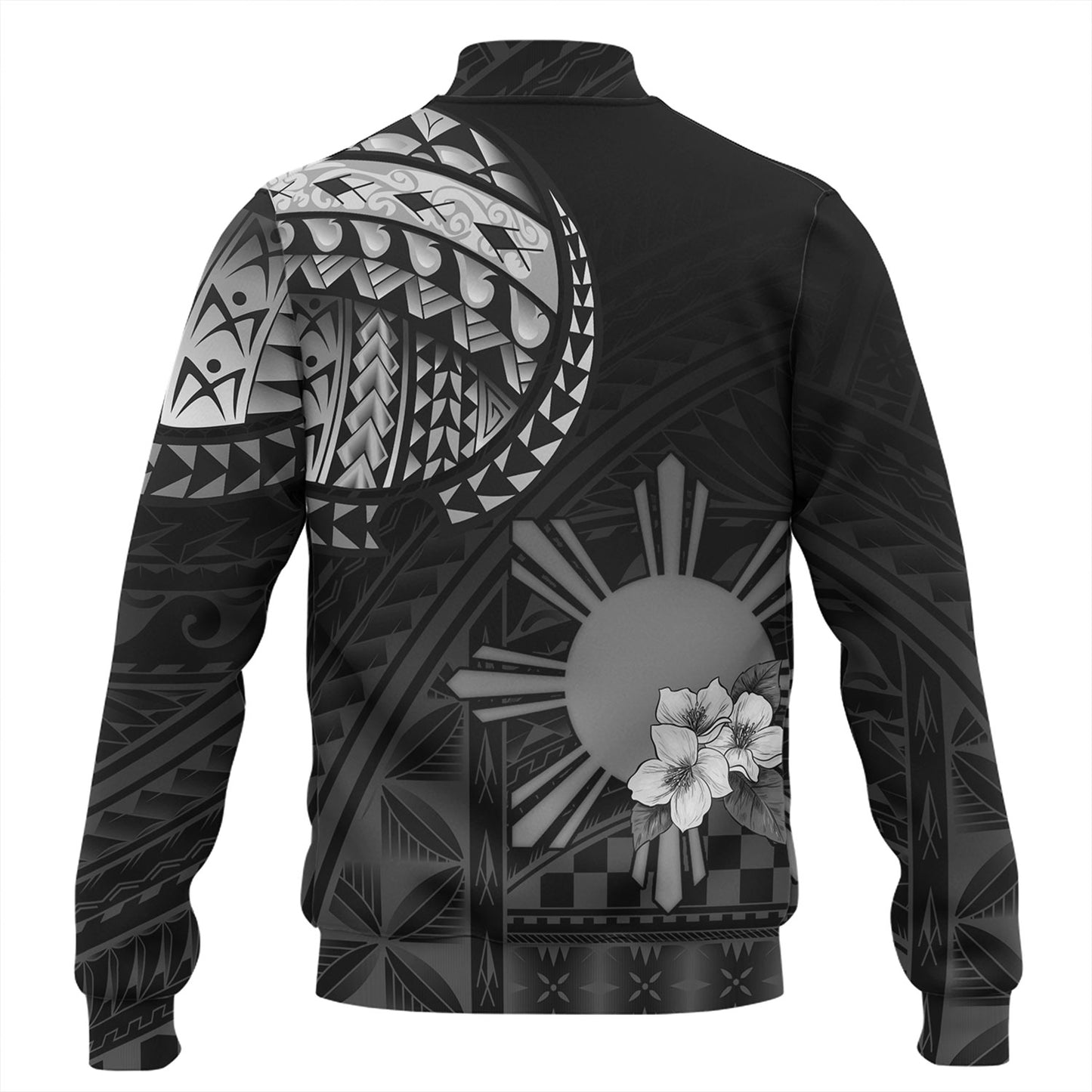 Philippines Filipinos Baseball Jacket Filipinos Sun Tribal Patterns Jasmine Flowers Style