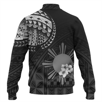 Philippines Filipinos Baseball Jacket Filipinos Sun Tribal Patterns Jasmine Flowers Style