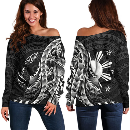 Philippines Filipinos Custom Personalised Off Shoulder Sweatshirt Filipinos Sun Tribal Patterns Style