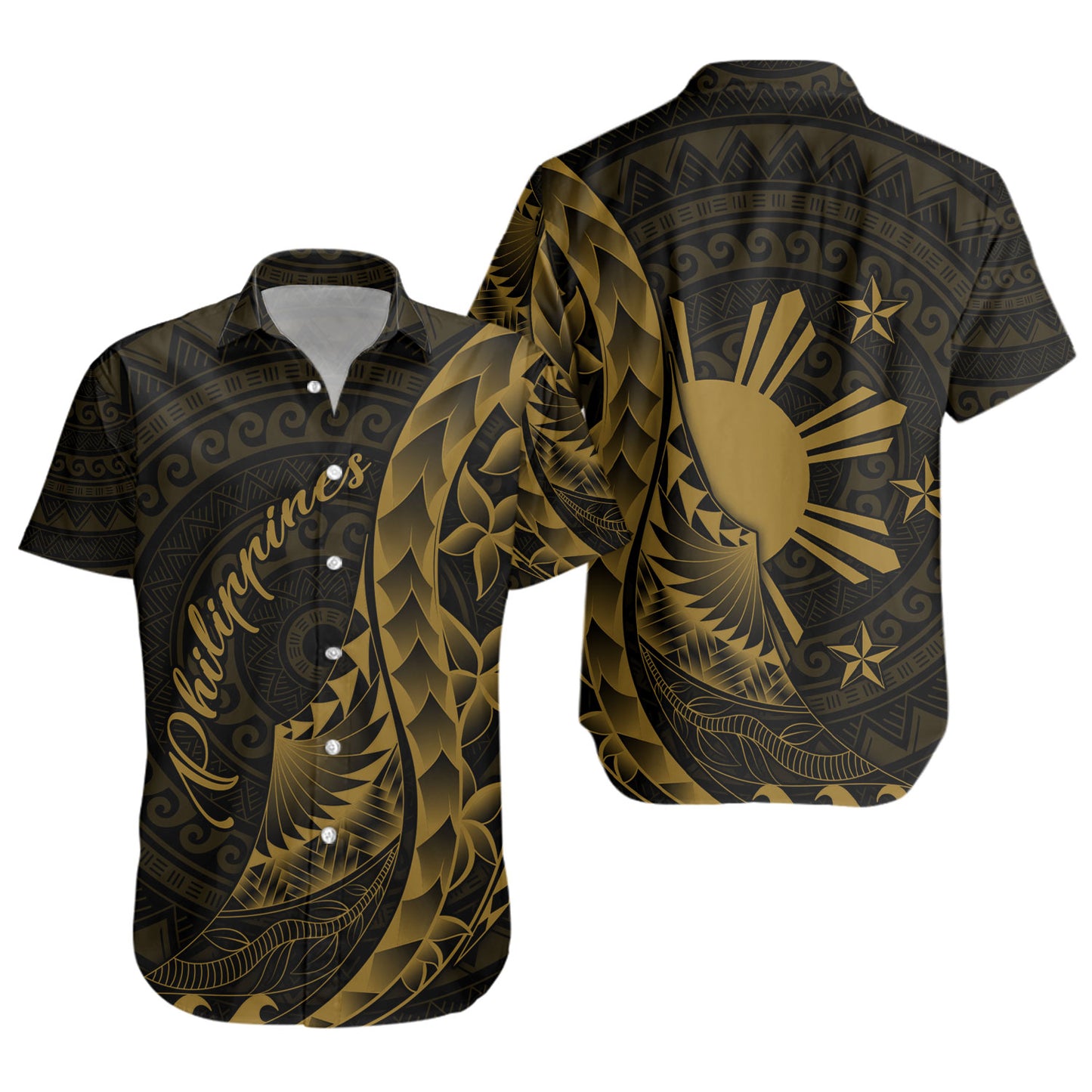 Philippines Filipinos Custom Personalised Short Sleeve Shirt Filipinos Sun Tribal Patterns Style
