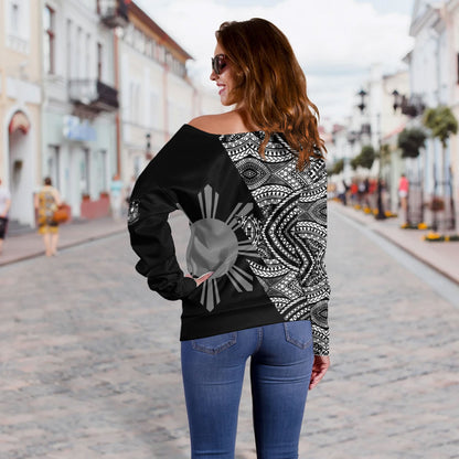 Philippines Filipinos Custom Personalised Off Shoulder Sweatshirt Flash Style
